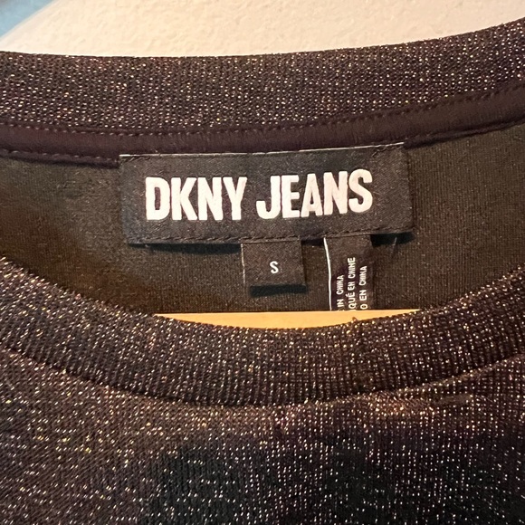 DKNY metallic structured shoulder crop sweater Small - Picture 5 of 6
